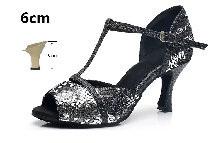 Black Heel 6cm Женские бальные Туфли для латинских танцев на высоком тонком каблуке 6/8 см черный, красный Сальса сандалии женские социальных вечерние Танго Обувь для танцев мягкая подошва 974 - Цвет: Black Heel 6cm