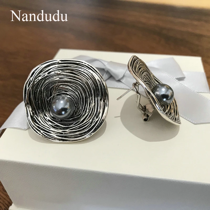 Nandudu Винтаж Ретро Круглый Большой Кулон Ювелирные наборы для женщин черный