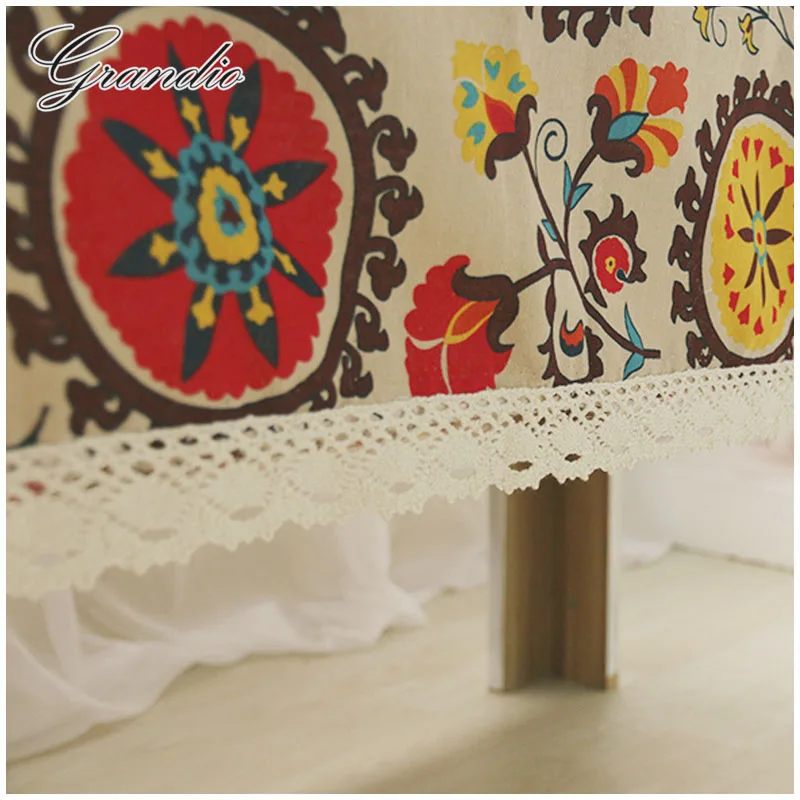 Скатерть из хлопка и льна с кружевной отделкой 8 размеров|linen tablecloth|decorative table