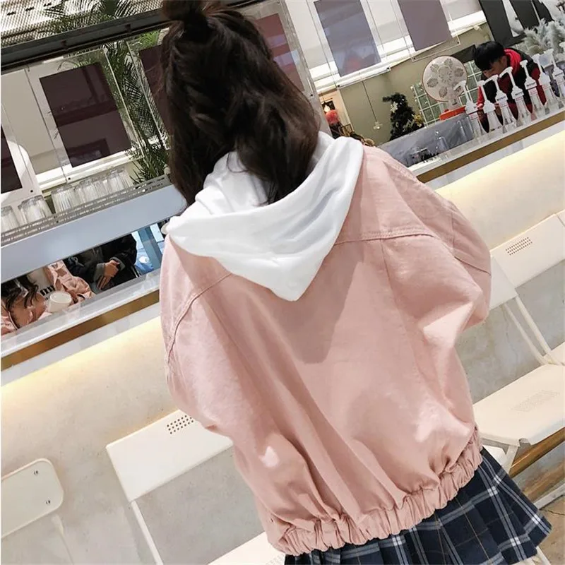 

Detachable Hooded Denim Jacket For Women Casual BF Jeans Jacket Vintage Harajuku Coat Female loose Streetwear Basic Coats HC161