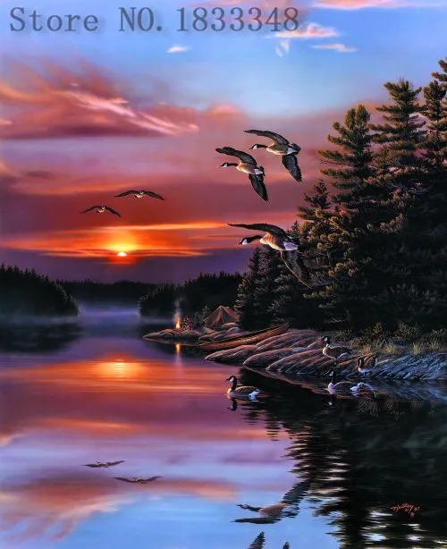 Алмазная вышивка птица картина из страз закат 5d мозаика Пейзаж Вышивка крестом