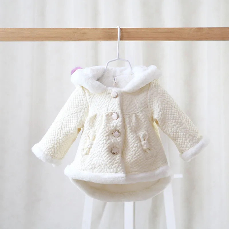 AD Thermal Baby Girls Parkas Rabbit Ear Hooded Coat Fleece Thickening Toddlers Infant Snowsuit Children's Outwear Winter |