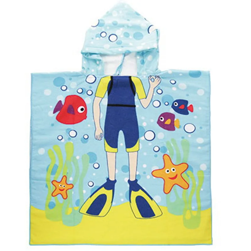 Детское милое пляжное полотенце с капюшоном и рисунком из мультфильма