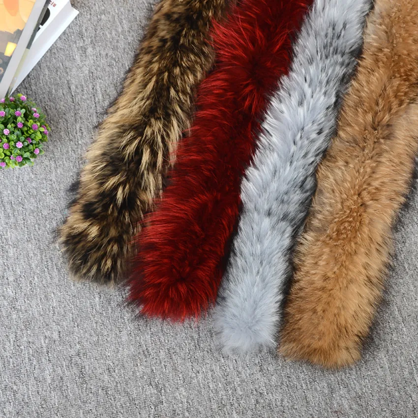 Воротник NGSG из натурального меха енота серый 80 см женский меховой воротник шарф