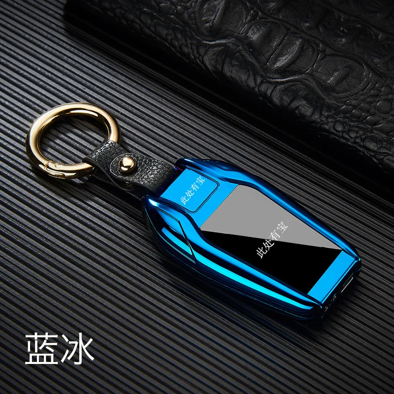 14 Светодиодный экран Металлическая USB Зажигалка перезаряжаемая Электронная зажигалка брелок сигарета турбо Зажигалка Кожаная цепочка для ключей сигара Palsma - Цвет: 14