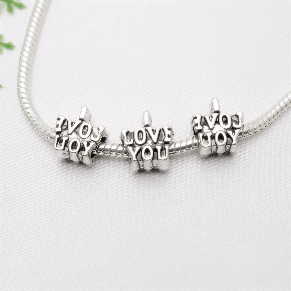 Винтажные серебряные любовные бусины подходят для Pandora Charms DIY европейские