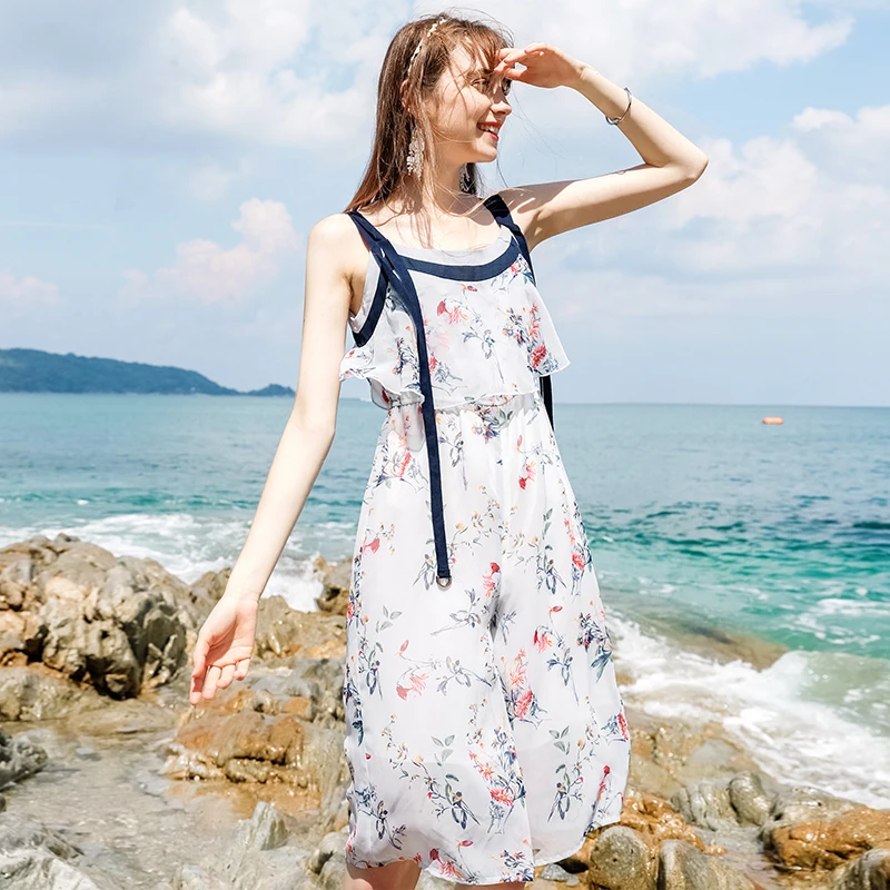 TEAEGG Дамский Летний шифоновый комбинезон tuta donna elegante lunga Модный милый с широкими