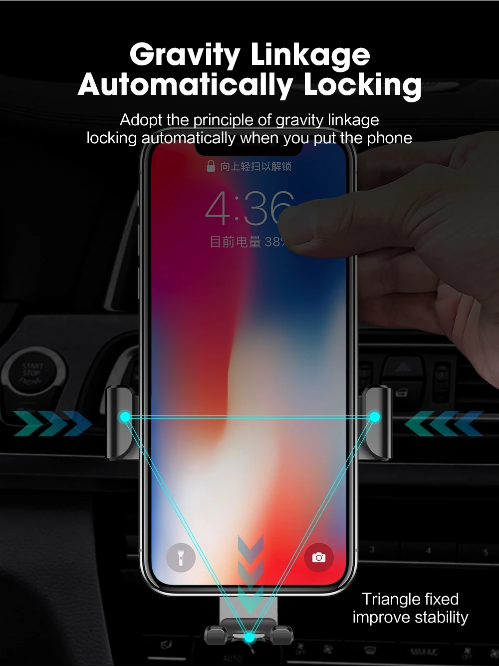 FDGAO 10 Вт беспроводное автомобильное зарядное устройство для iPhone 8 X XR XS Max samsung S10 S9 Xiaomi Mi 9 QC Быстрая Зарядка Qi Вентиляционное крепление держатель для телефона