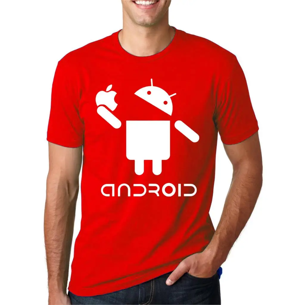 Красный Для мужчин Android Творческий Novetly футболка Забавный дизайн с принтом букв короткий рукав футболки для девочек Летняя мода хип хоп Уличная - Цвет: Красный