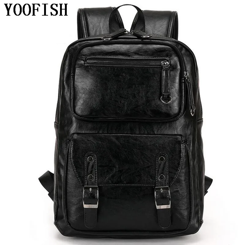 Мужской деловой рюкзак YOOFISH Модный водонепроницаемый дорожный из натуральной