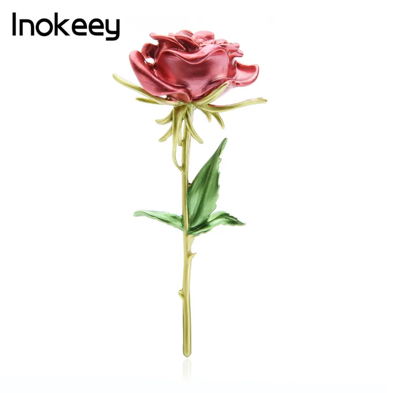 INOKEEY медная 3D эмалевая Роза Женская фотография|Броши| |