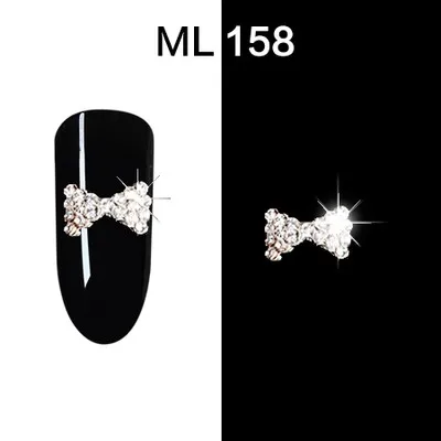 158-10pcs 10 шт./лот 3D Стразы для ногтей стразы серебро/красный лак для ногтей Кристальные бусины 18 различных Лук Дизайн Стразы для ногтей для украшение для ногтей ML153-170 - Цвет: 158-10pcs