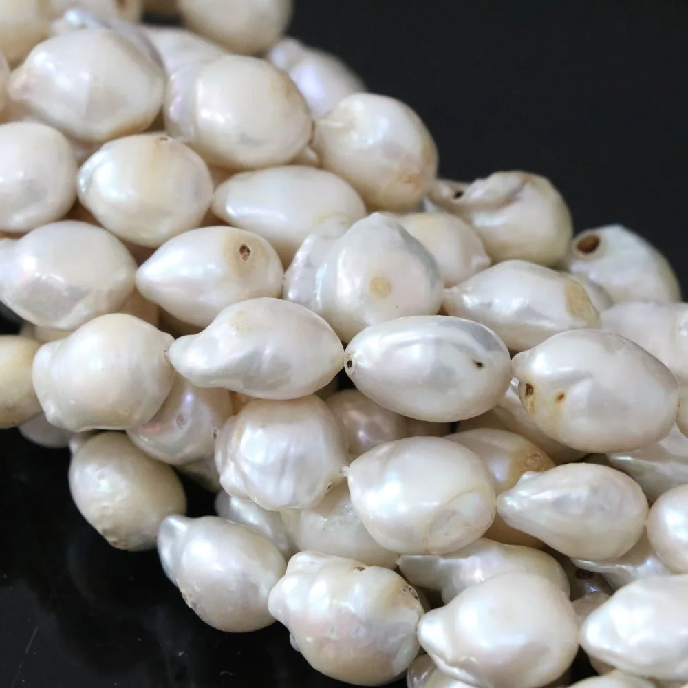 Natural 12-16mm freshwater cultured white pearls irregular fastform beads | Украшения и аксессуары