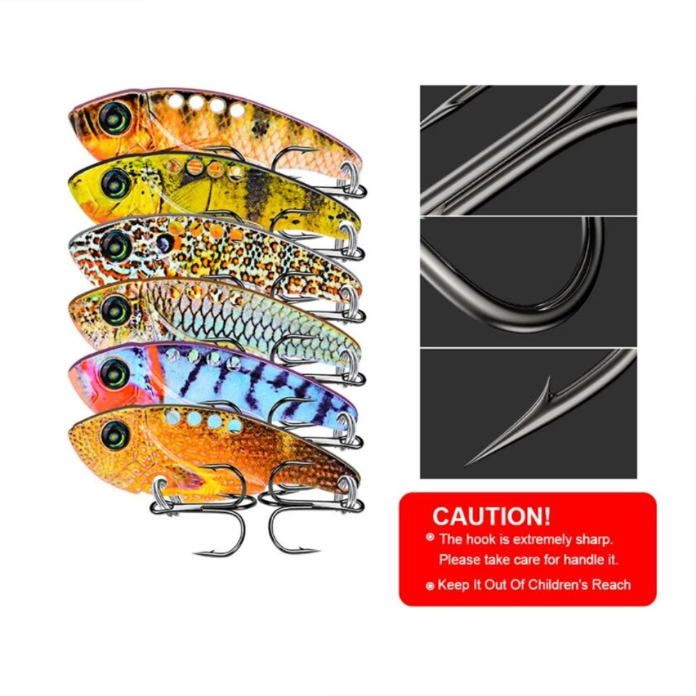 1Pcs Metal VIB Lures 54mm 11g vivid Vibrations Spoon Lure Fishing bait Bass Artificial Hard Bait Cicada lure 3D Eyes | Спорт и