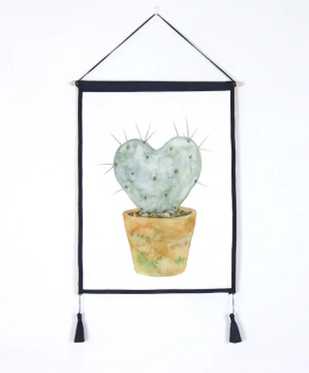 Green Contracted Simple Plants Cactus Art Room Fabrics Cotton Linen Painting House Vintage Wall Bar Home Decor Gift | Дом и сад