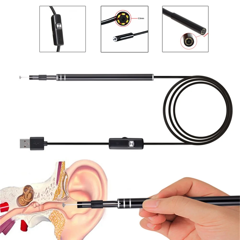 2In1 Mini Ear Cleaning Endoscope LensCable Pen Visual Tool Camera Otoscope Health Care | Электроника