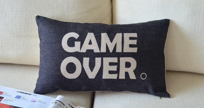 Наволочка с надписью Game over 30 см х 50 | Дом и сад
