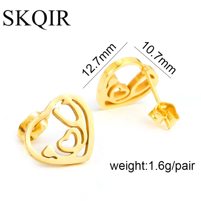 Полые серьги гвоздики в форме сердца медицинская серьга из нержавеющей стали для