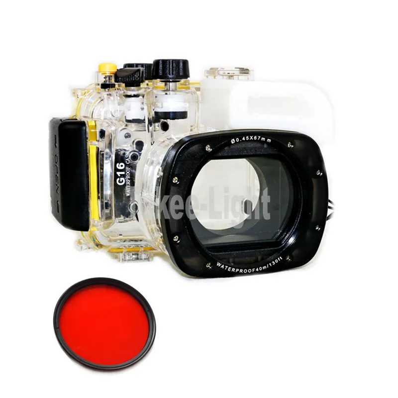 Подводный водонепроницаемый чехол для камеры Canon G16 40 метров 130 футов с красным