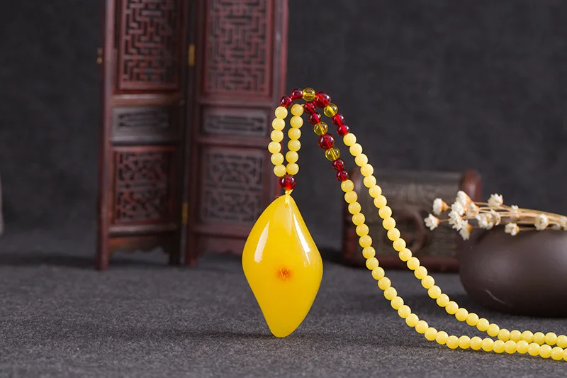 High Amber Floation Brine Beeswax Beads Necklace Fashion Pendant Bijoux Wrisband For Woman Gifts Drop Shipping | Украшения и