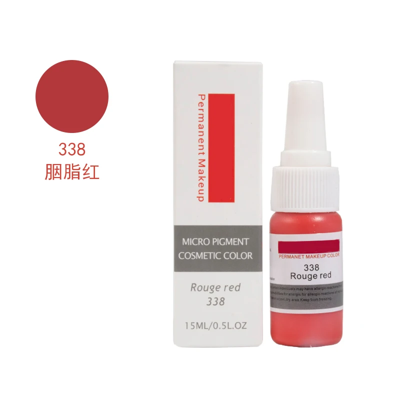 338 Rouge red Постоянный пигмент для перманентного макияжа, чистое органическое жидкий пигмент 1/2 унции)(15 мл) для бровей чернил для татуажа - Цвет: 338 Rouge red