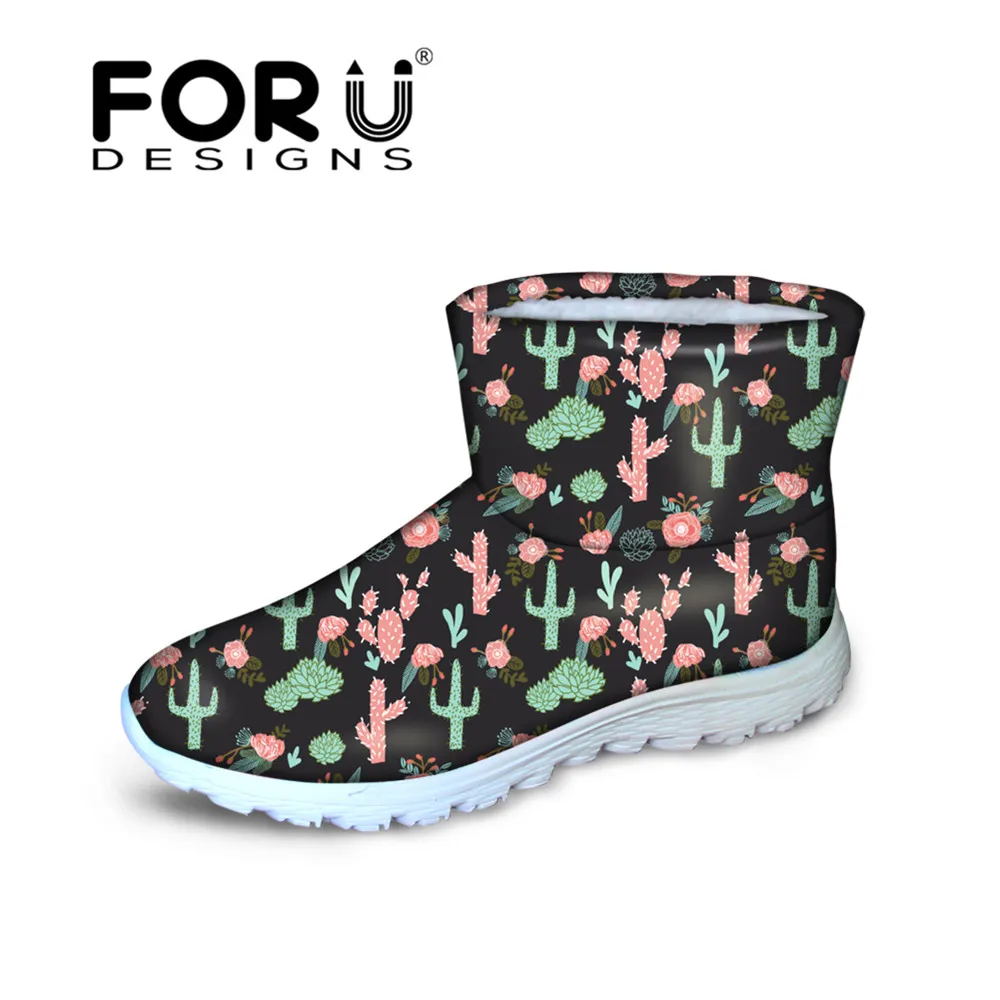 Женские ботинки С КАКТУСОМ FORUDESIGNS модные брендовые дизайнерские зимние женские