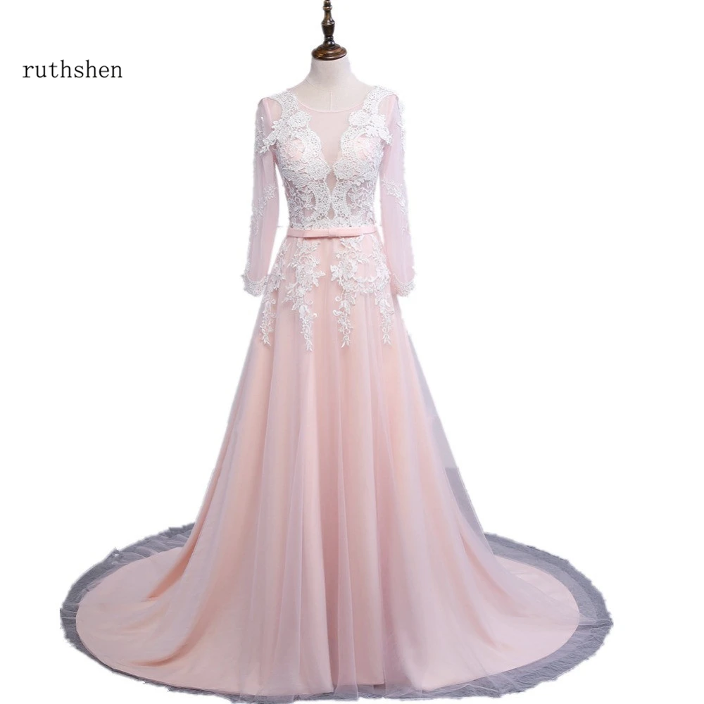 Ruthshen вечерние платья с длинным рукавом 2020 элегантные кружевные аппликации