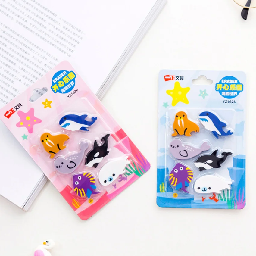 6 шт./лот Kawaii Happy Paradise подводный мир морские животные ластик Подарок детская