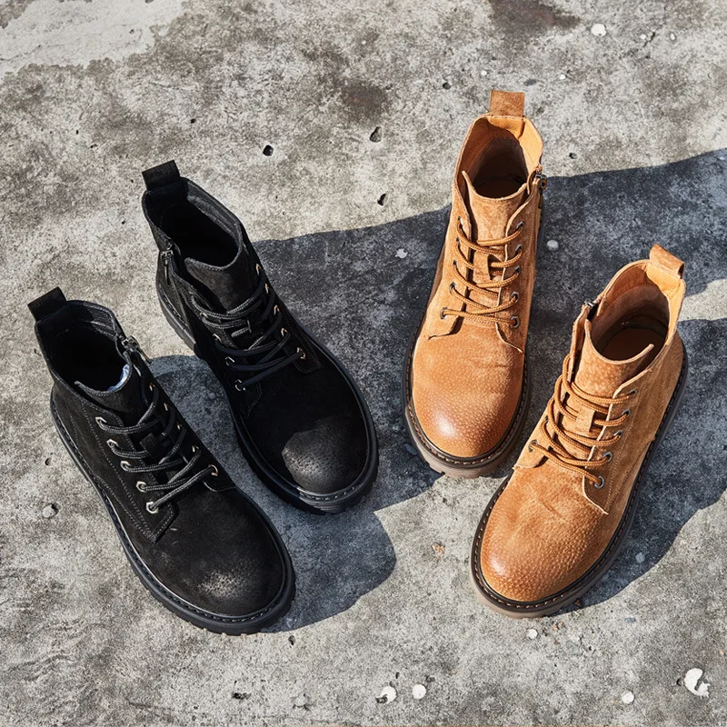 

CuddlyIIPanda Autumn Boots Fashion Design Women Ankle Boots Pig Suede Chelsea Boots Side Zip Sewing Botas Mujer