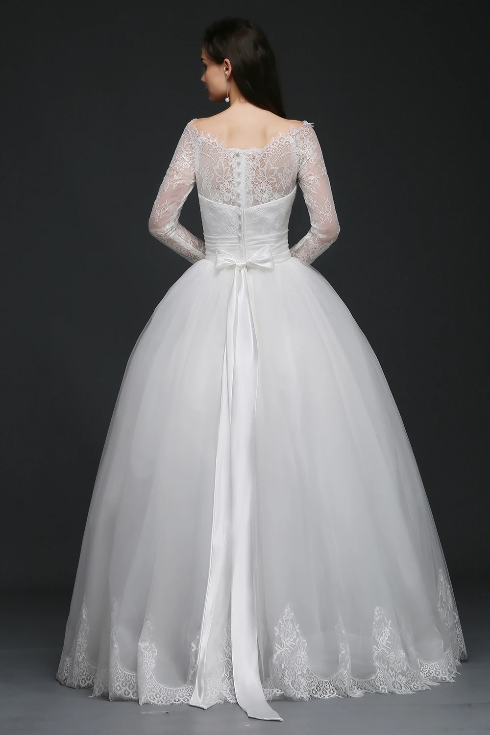 Настоящий образец 2019 Vestido De Noiva princesa бальное платье кружевное с длинным рукавом