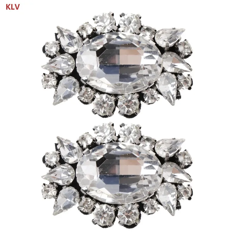 Белый KLV; 1 пара; украшение для обуви; стразы; роскошная женская одежда; очаровательные украшения «сделай сам» на высоком каблуке; сандалии-лодочки - Цвет: Белый