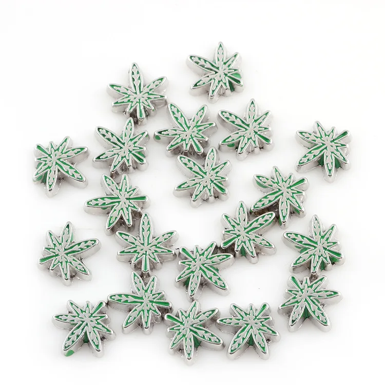 Бесплатная доставка 20 штук Эмаль Зеленые Листья плавающие прелести подходит для