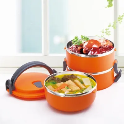 

Three layers of high-grade stainless steel vacuum insulation box creative Japanese students round box 15*21cm