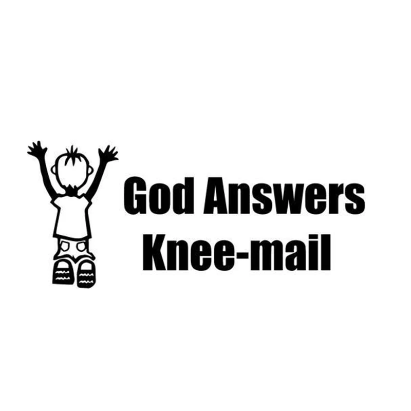 

God Answers Knee-Mail Home Decor Car Truck Window Decal Sticker Car Accessories Motorcycle Helmet Car Styling Car Sticker