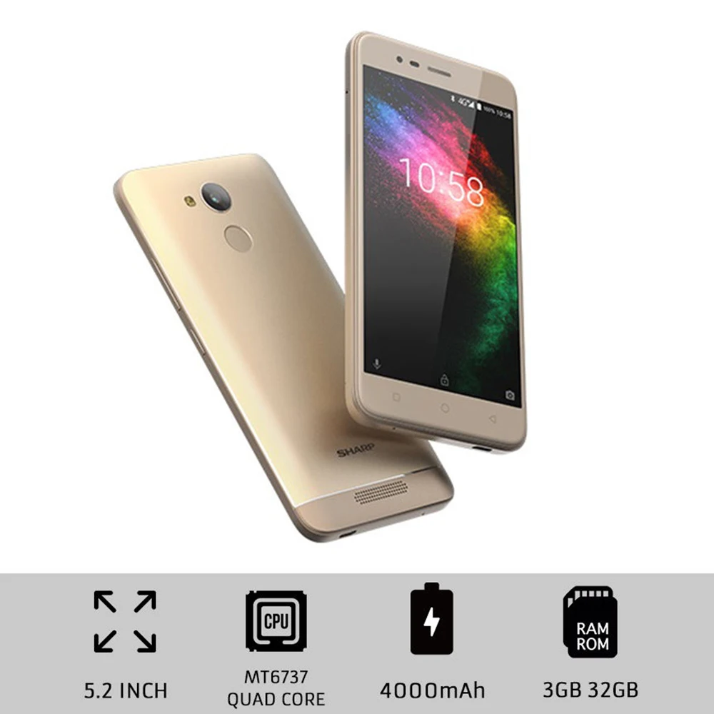Смартфон SHARP R1 MT6737, четырехъядерный, 5,2 дюймов, 1280x720 P, соотношение 16:9, 13 МП+ 8 Мп, 4000 мАч, отпечаток пальца, 4G, LTE, мобильный телефон