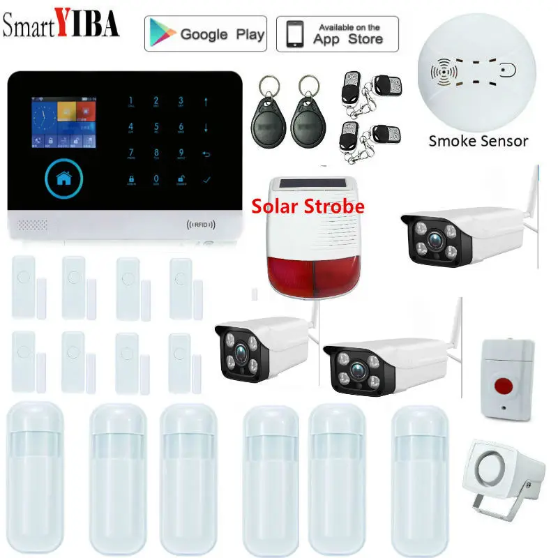 

Система сигнализации SmartYIBA с Wi-Fi и GSM, домашняя GSM сигнализация с управлением через приложение, русская, испанская, английская, французская, и...