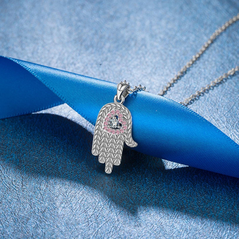 Ангел звонящий 925 серебро ручной кулон ожерелье с розовым AAA CZ кристаллом удача