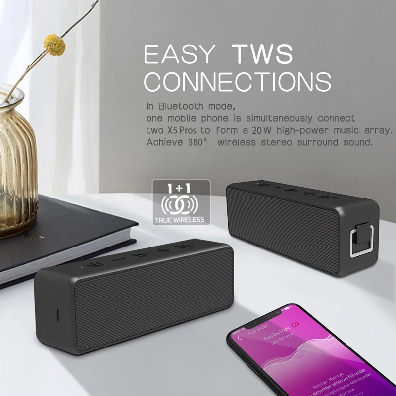 20 Вт беспроводной Bluetooth динамик водонепроницаемый портативный супер бас