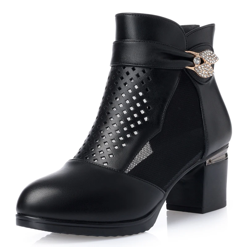 GKTINOO New Rhinestones Mesh Boots Fashion Sandals Soft Leather Thick With Summer Shoes Large Size 35-43 Women | Обувь
