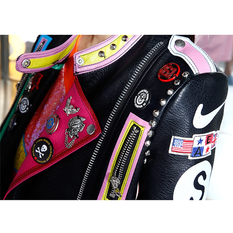 2019 Harajuku Новое поступление уличная Для женщин мотоцикл Куртки наряд Объёмный
