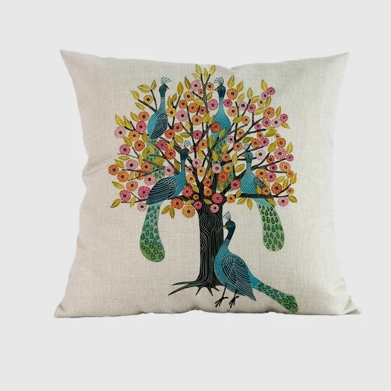 Luxury Chinese Unique Peacock Print Cushion Cover Elegant Flower Poeny Pattern Pillow Case Throw Pillows Home Decoration | Дом и сад