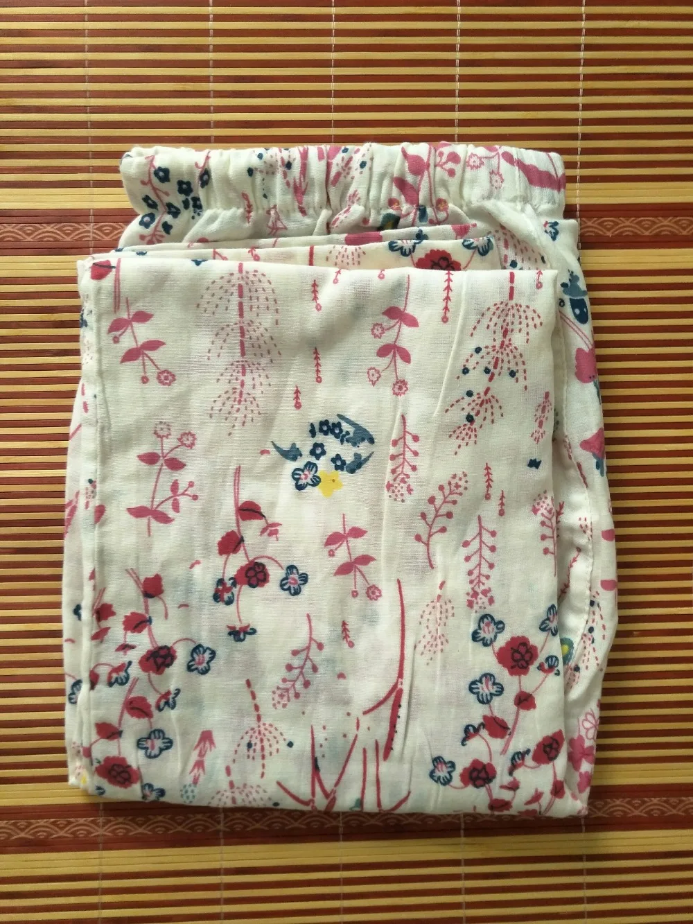 Женские штаны с цветочным принтом хлопковые Пижамные на завязках Q293 для весны и