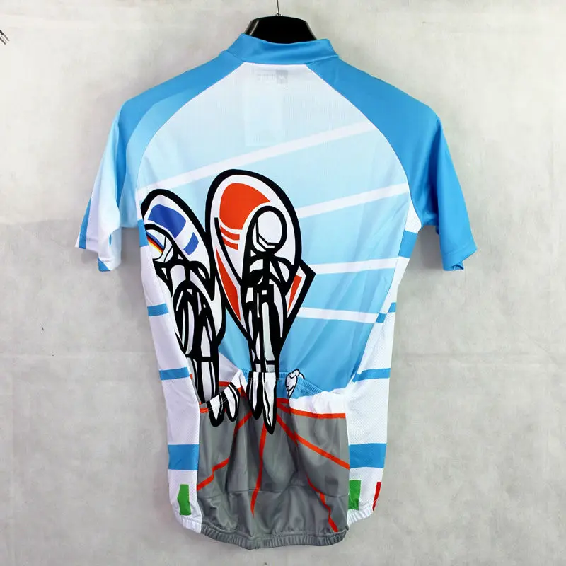 

Alien SportsWear Athletic logo Men Short Sleeve Bicycle Clothes Blue Summer Breathable Cycling Jersey Size XS-5XL