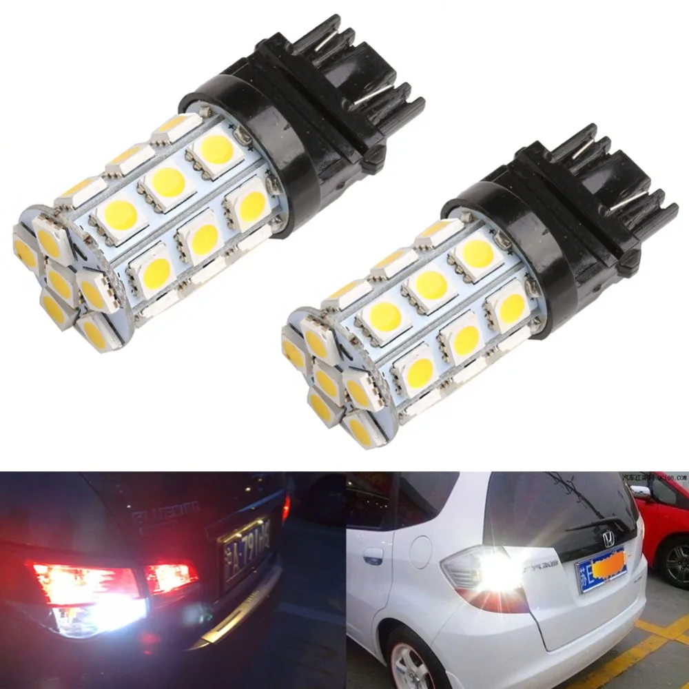 Светодиодный задний стоп сигнал поворота T25 3157 3156 27 SMD 5050 теплый белый свет