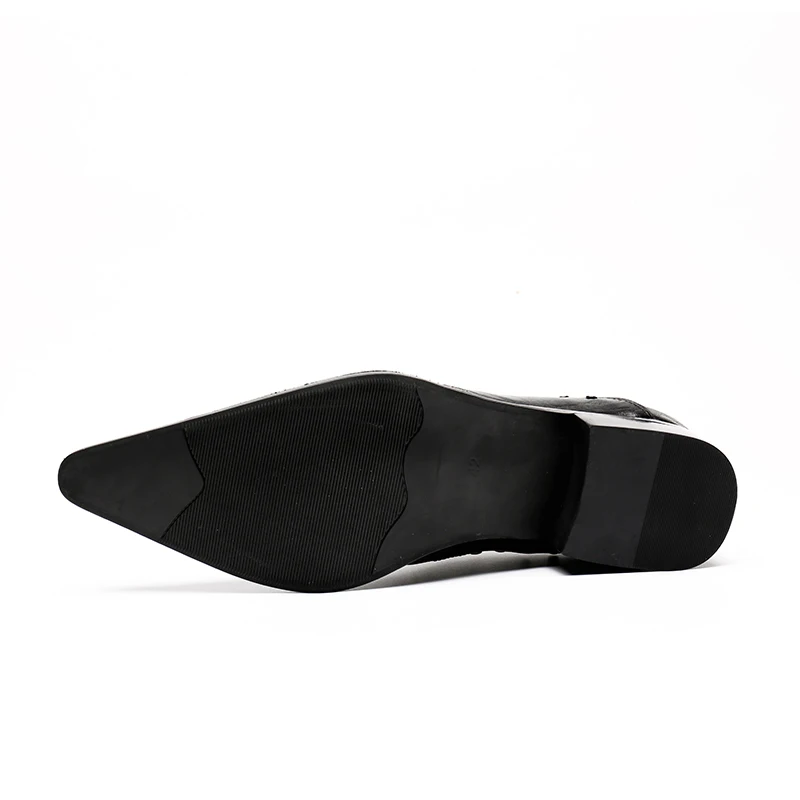 

Christia Bella New Fashion Black Rivet Genuine Leather Shoes Zapatos Mujer Men Brand Designer Pointed Toe Embroidery Party Shoes