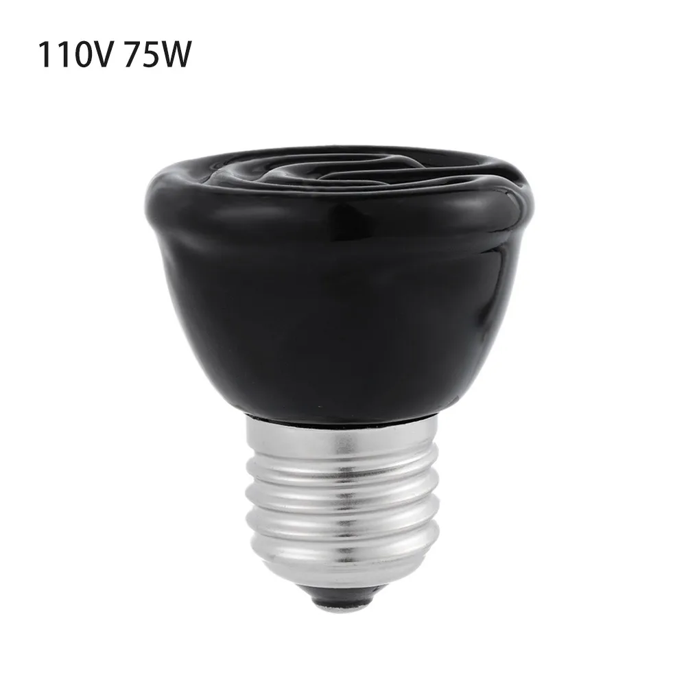 110V 75W 1 шт. 110 В 220VPet нагревательный светильник E27 25 Вт 50 Вт 75 Вт 100 Вт Мини Инфракрасный Керамический Излучатель тепловая лампа черный для рептилий питомник лампа - Цвет: 110V 75W