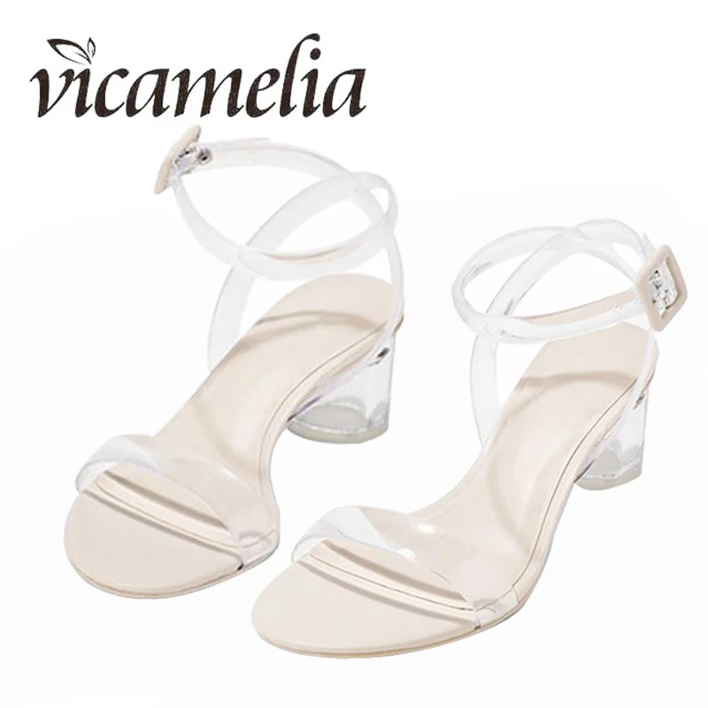 Vicamelia/сандалии из пвх на прозрачном каблуке женская прозрачная Классическая