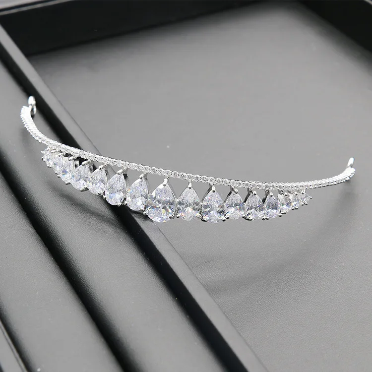 SLBRIDAL винтажный прозрачный кубический цирконий свадебная тиара CZ Свадебная Королева Принцесса пышные королевские вечерние Корона женские украшения для волос