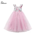 2018 Фирменная Новинка для новорожденных, младенцев Макси длинное платье Одежда для детей; малышей; девочек Нарядное платье без рукавов Летний Сарафан; одежда с цветочным принтом От 1 до 7 лет