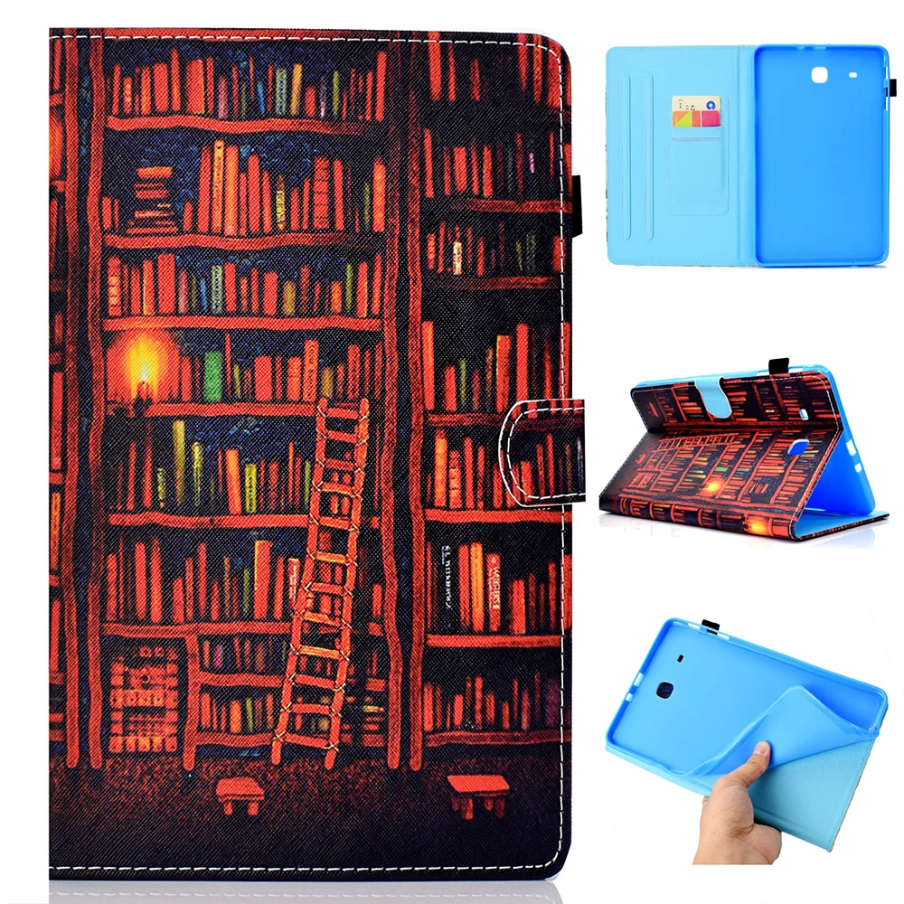Fashion Cartoon Pattern Tablet PC Wallet Card Slot Case for Samsung Galaxy Tab E 9.6 T560 T561 Stand Flip Cover coque | Компьютеры и